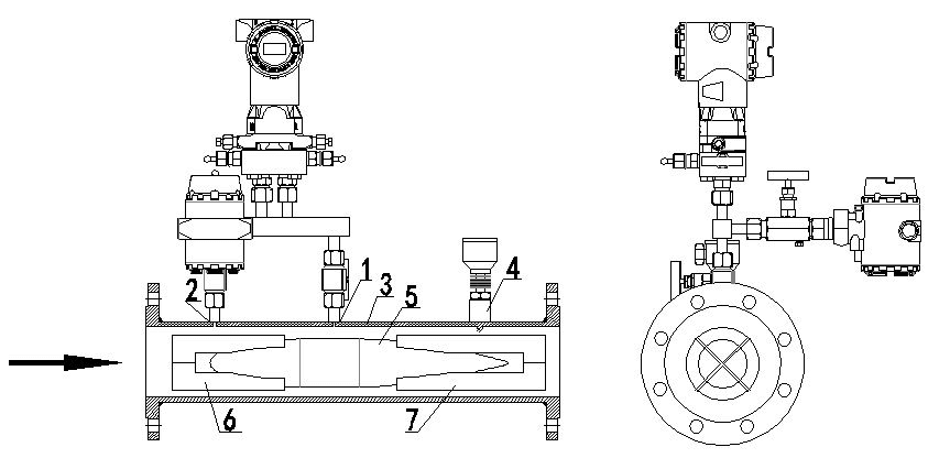 CLJ SPINDLE flow meter assembly with labeled components
